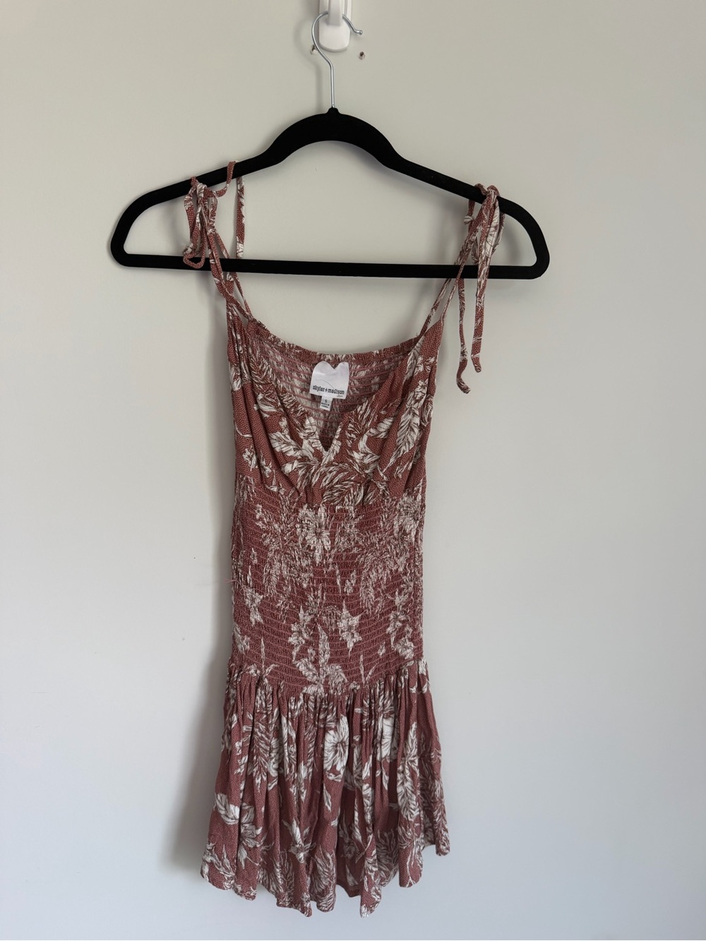 Smocked Tie-Shoulder Floral Romper